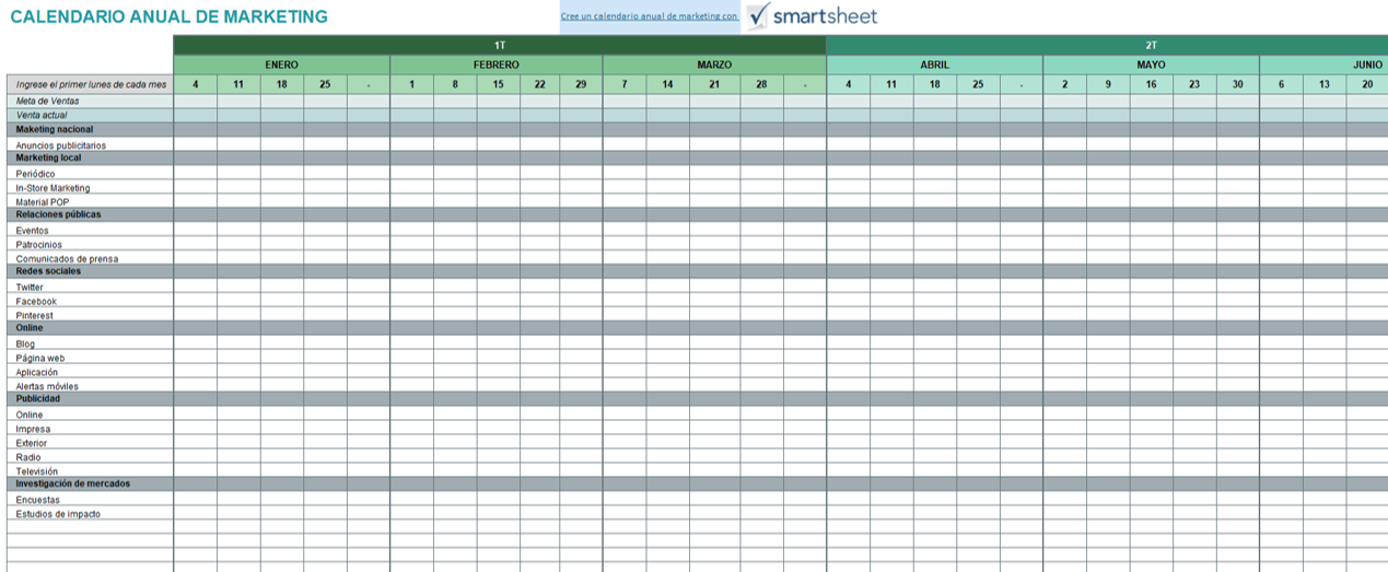 Calendario anual de marketing