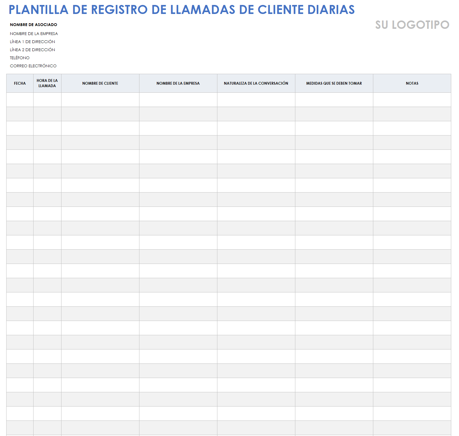 Registro diario de llamadas de clientes