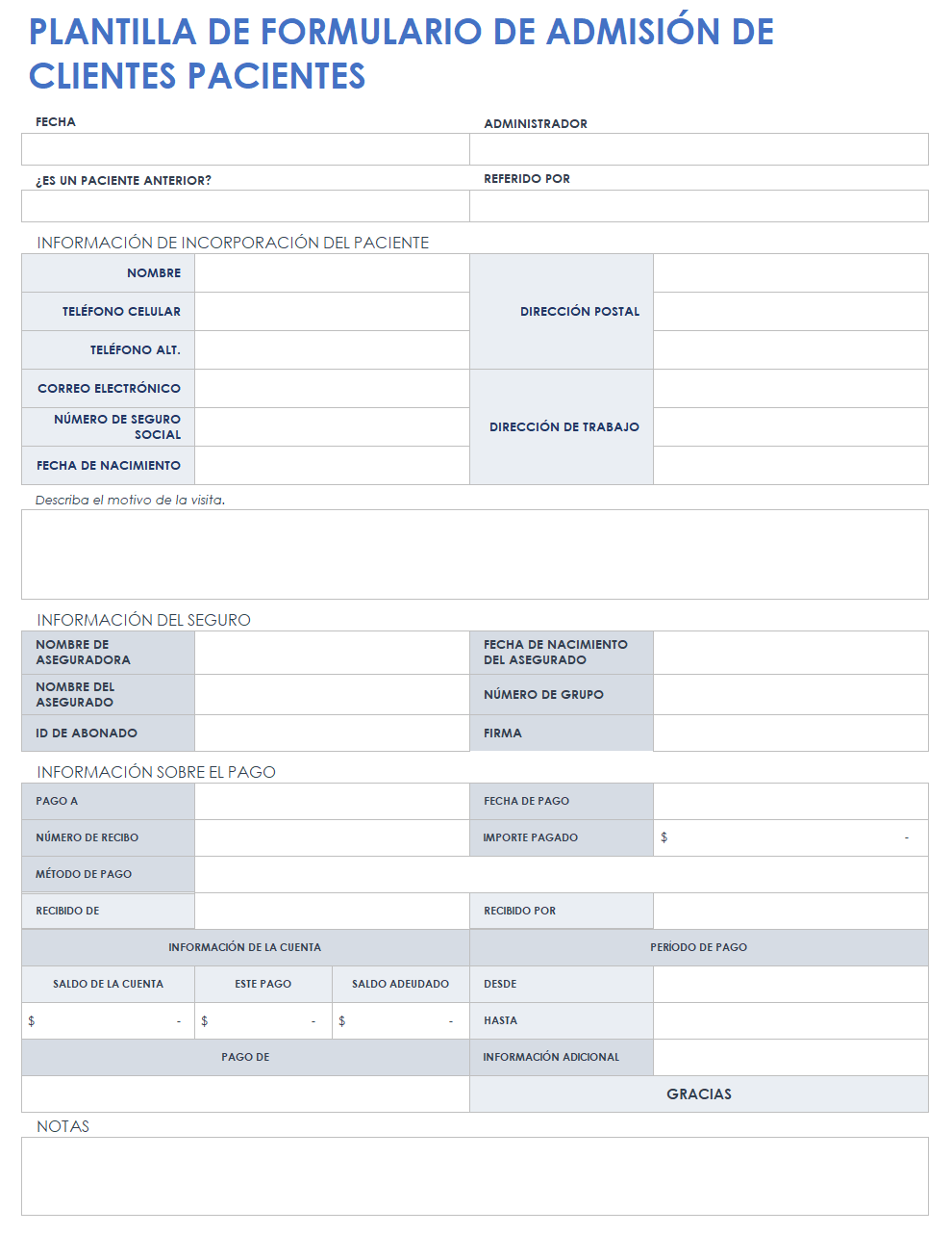 Formulario sencillo de información del cliente