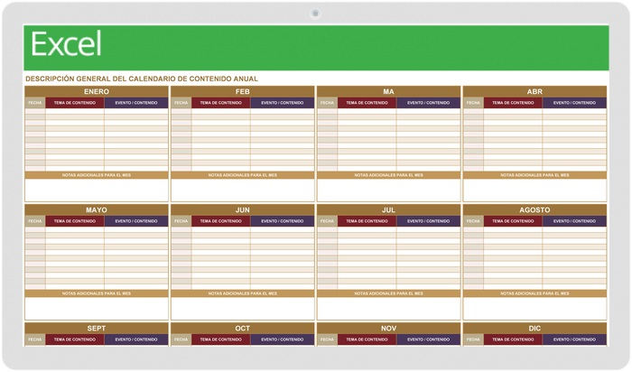 Calendario de contenido anual