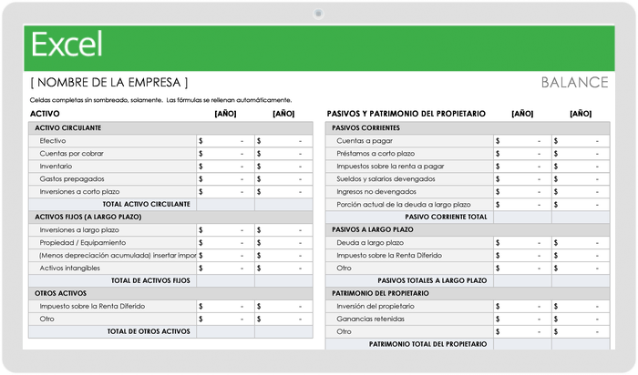 Plantilla de Balance