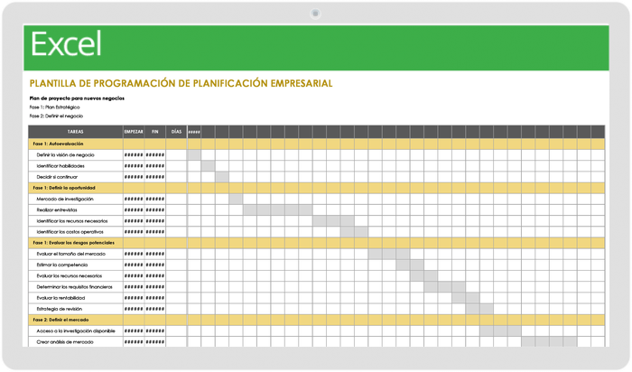 PLANTILLA DE HORARIO DE PLANIFICACIÓN DE NEGOCIOS