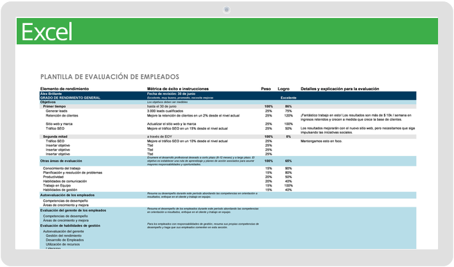 Plantilla de formulario de evaluación de empleados