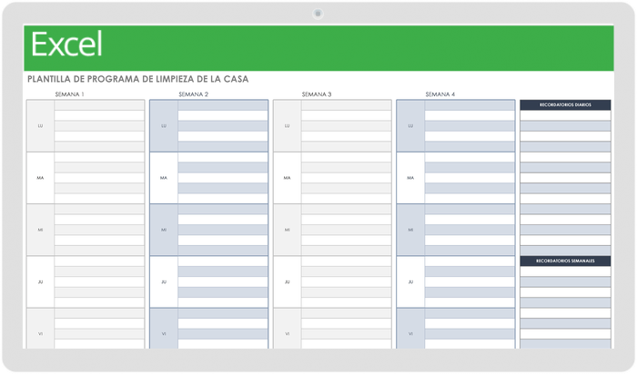 HORARIO DE LIMPIEZA DE LA CASA