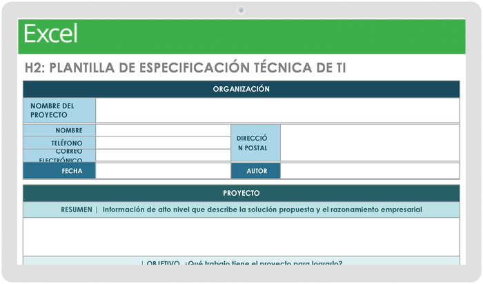 Plantilla de Especificaciones Técnicas de TI