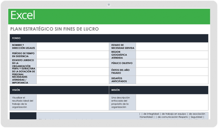 Plantilla de plan estratégico para organizaciones sin fines de lucro