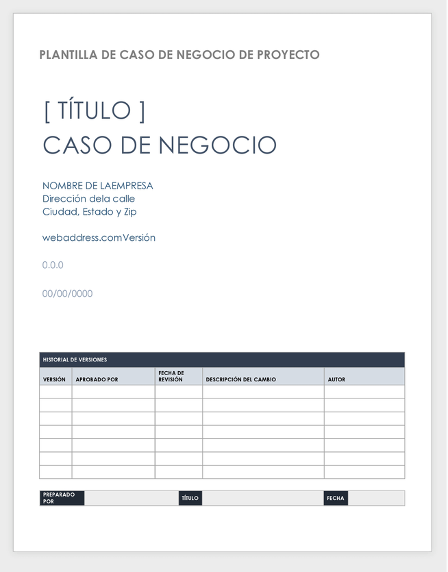 PLANTILLA DE CASO DE NEGOCIO DE PROYECTO