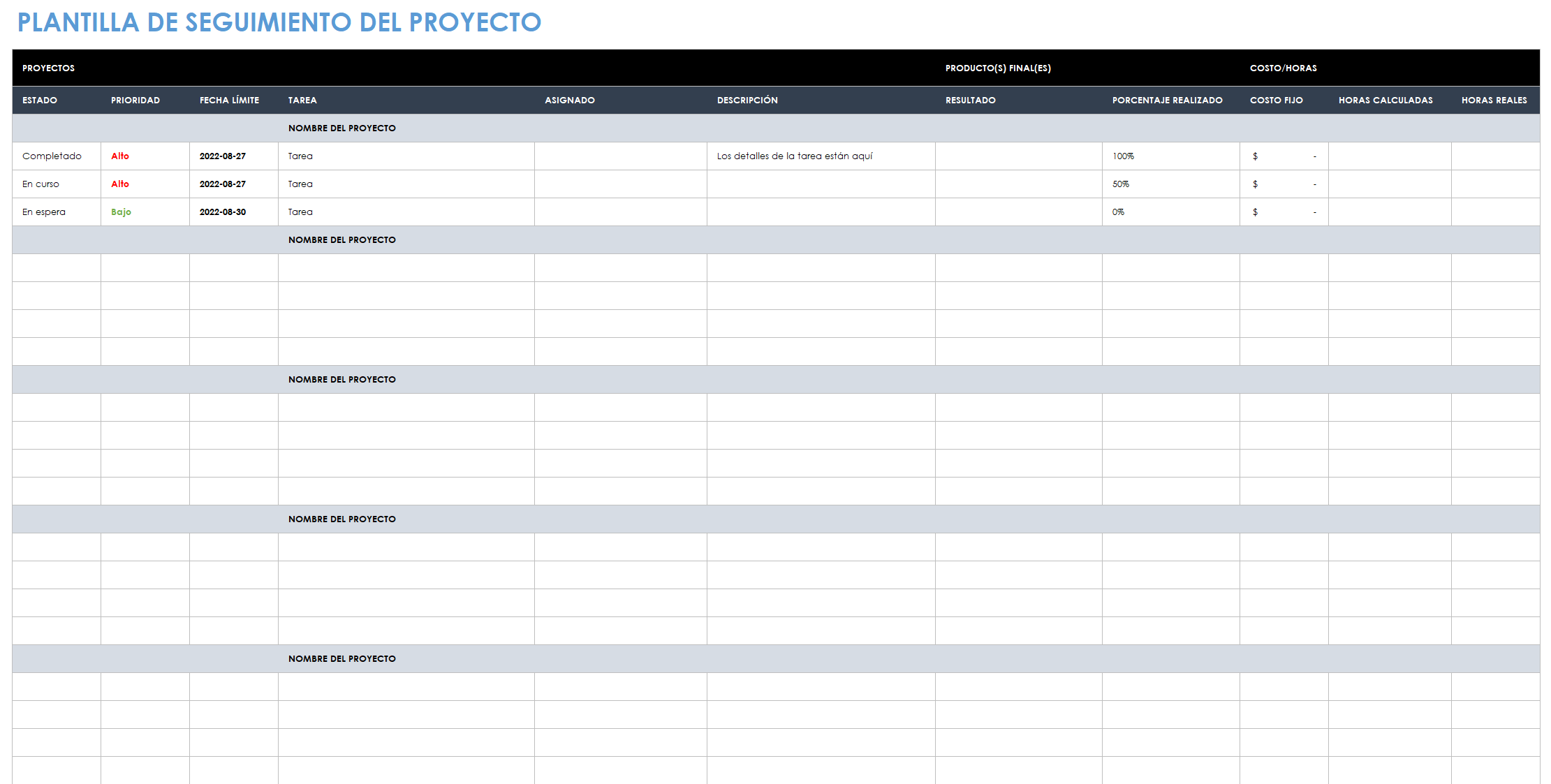 Plantilla de seguimiento de proyectos