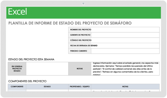  Plantilla de informe de estado de proyecto de semáforo